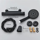 GobekUsa Black/Chrome Brass Thermostatic Shower Set with Wall Mount - Bathroom Accessories