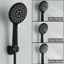 GobekUsa Black/Chrome Brass Thermostatic Shower Set with Wall Mount - Bathroom Accessories
