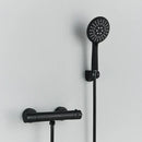 GobekUsa Black/Chrome Brass Thermostatic Shower Set with Wall Mount - Bathroom Accessories