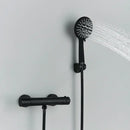 GobekUsa Black/Chrome Brass Thermostatic Shower Set with Wall Mount - Bathroom Accessories