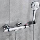 GobekUsa Black/Chrome Brass Thermostatic Shower Set with Wall Mount - Bathroom Accessories