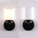 GobekUsa Modern Clear Glass Sconce Lighting - 1 Light Wall Mounted Fixture in Black/Chrome