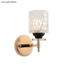 GobekUsa Modern Dimpled Glass Cylinder Wall Sconce - 1-Light Fixture in Black/Chrome