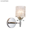 GobekUsa Modern Dimpled Glass Cylinder Wall Sconce - 1-Light Fixture in Black/Chrome