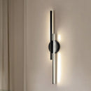 Modern black & chrome led strip wall light for bedroom by Decorbites