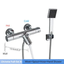GobekUsa Black/Chrome Thermostatic Shower Set with Brass Wall Mount Mixer Handle Spray