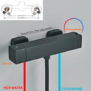 GobekUsa Black/Chrome Thermostatic Shower Set with Brass Wall Mount Mixer Handle Spray