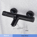 GobekUsa Black/Chrome Thermostatic Shower Set with Brass Wall Mount Mixer Handle Spray