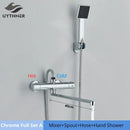 GobekUsa Black/Chrome Thermostatic Shower Set with Brass Wall Mount Mixer Handle Spray