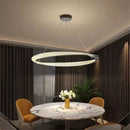 GobekUsa Black Circle Chrome Chandelier for Indoor Living Room Bedroom Kitchen Loft Office Hall