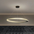 GobekUsa Black Circle Chrome Chandelier for Indoor Living Room Bedroom Kitchen Loft Office Hall