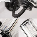 GobekUsa Modern Clear Crystal Drum Wall Lamp with Metal Curved Arm - Black Sconce Light Fixture