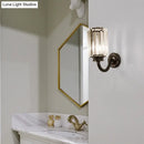 GobekUsa Modern Clear Crystal Drum Wall Lamp with Metal Curved Arm - Black Sconce Light Fixture