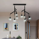 GobekUsa Ultra-Modern Clear Glass Island Pendant with 8 Lights - Hanging Ceiling Fixture