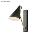 GobekUsa Modern Bedroom Wall Sconce with Cone Shade and Iron Base - Simple 1-Light Black/White Lamp