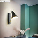 GobekUsa Modern Bedroom Wall Sconce with Cone Shade and Iron Base - Simple 1-Light Black/White Lamp