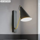 GobekUsa Modern Bedroom Wall Sconce with Cone Shade and Iron Base - Simple 1-Light Black/White Lamp