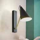 GobekUsa Modern Bedroom Wall Sconce with Cone Shade and Iron Base - Simple 1-Light Black/White Lamp