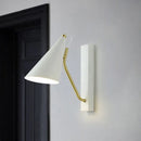 GobekUsa Modern Bedroom Wall Sconce with Cone Shade and Iron Base - Simple 1-Light Black/White Lamp