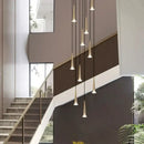 GobekUsa Crystal LED Stair Chandelier: Luxury Long Stair Lighting Fixture with Creative Island Design