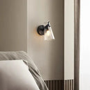 GobekUsa Black Copper Bedroom Wall Lamp with Transparent Lampshade