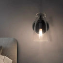 GobekUsa Black Copper Bedroom Wall Lamp with Transparent Lampshade