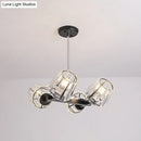 GobekUsa Modern Conic Hanging Light Kit with Crystal Block - 4/6 Lights - Black