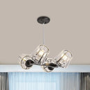 GobekUsa Modern Conic Hanging Light Kit with Crystal Block - 4/6 Lights - Black