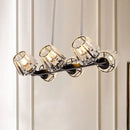 GobekUsa Modern Conic Hanging Light Kit with Crystal Block - 4/6 Lights - Black