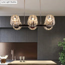 GobekUsa Modern Conic Hanging Light Kit with Crystal Block - 4/6 Lights - Black