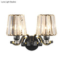 GobekUsa Modern Black Crystal Block Wall Sconce Lamp - Sleek Half-Bulb Tapered Design for Living Room