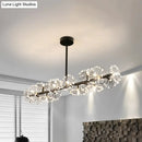 GobekUsa Modern Black Crystal Bead Blossom Island Lamp - Stylish 16 Bulb Dining Table Pendant Light