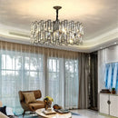 GobekUsa Black Crystal Chandelier: Elegant Round Hanging Lamp for Living Room, Dining Room & Restaurant