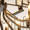 GobekUsa Black Crystal Chandelier: Elegant Round Hanging Lamp for Living Room, Dining Room & Restaurant