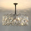 GobekUsa Black Crystal Chandelier: Elegant Round Hanging Lamp for Living Room, Dining Room & Restaurant