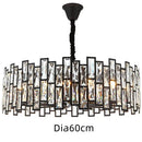 GobekUsa Black Crystal Chandelier: Elegant Round Hanging Lamp for Living Room, Dining Room & Restaurant