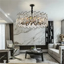GobekUsa Black Crystal Chandelier: Elegant Round Hanging Lamp for Living Room, Dining Room & Restaurant