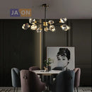 GobekUsa Black Crystal Copper Chandelier LED Hanging Lamps for Dinning Room