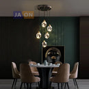 GobekUsa Black Crystal Copper LED Chandelier - Art Deco Hanging Lamp for Dinning Room