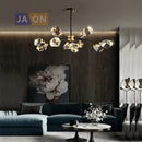GobekUsa Black Crystal Copper LED Chandelier - Art Deco Hanging Lamp for Dinning Room