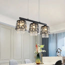 GobekUsa Modern Black Crystal Droplet Pendant Light Fixture with 3 Hanging Heads - Ironic Shade