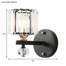 GobekUsa Modern Black Crystal Wall Sconce for Living Room - Flush Mount Drum Light