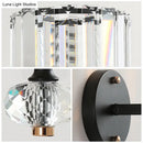 GobekUsa Modern Black Crystal Wall Sconce for Living Room - Flush Mount Drum Light