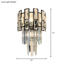 GobekUsa Black Crystal Embedded Wall Sconce - Contemporary Tapered Flush Mount with 3 Heads