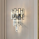 GobekUsa Black Crystal Embedded Wall Sconce - Contemporary Tapered Flush Mount with 3 Heads
