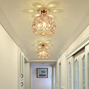 GobekUsa Crystal Flush Mount Chandelier for Hallway Foyer, Modern Hollow Carved Ceiling Light