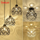 GobekUsa Crystal Flush Mount Chandelier for Hallway Foyer, Modern Hollow Carved Ceiling Light