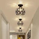 GobekUsa Crystal Flush Mount Chandelier for Hallway Foyer, Modern Hollow Carved Ceiling Light