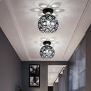 GobekUsa Crystal Flush Mount Chandelier for Hallway Foyer, Modern Hollow Carved Ceiling Light