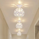 GobekUsa Crystal Flush Mount Chandelier for Hallway Foyer, Modern Hollow Carved Ceiling Light